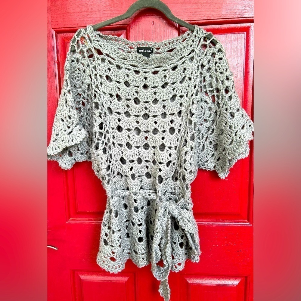 Vintage Y2K Wet Seal Size S boho crochet knit sweater cottagecore fairy